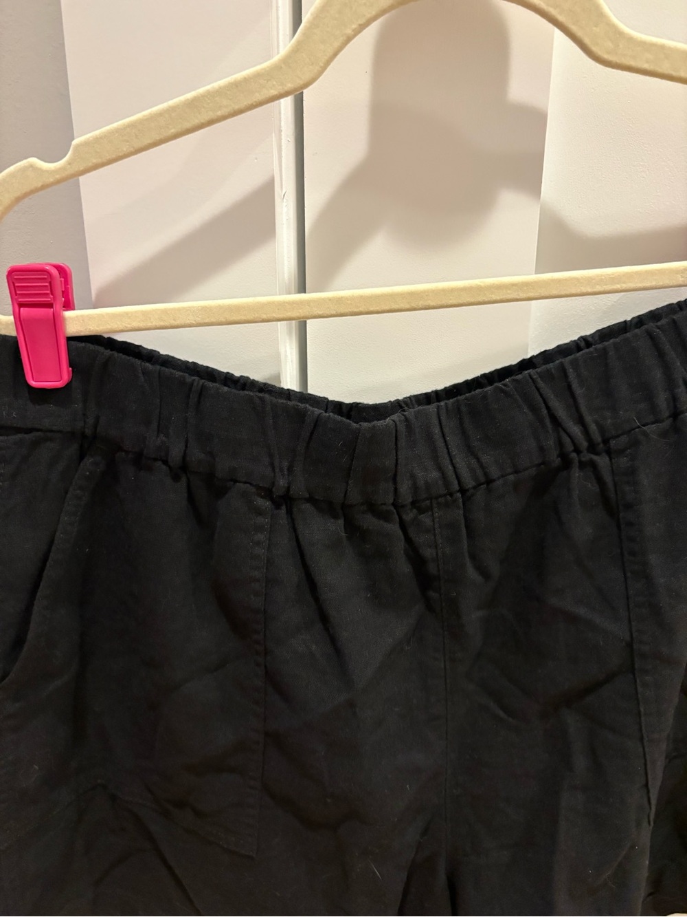 Jcrew Black Linen Elastic Waist Shorts size LARGE - Picture 2 of 7